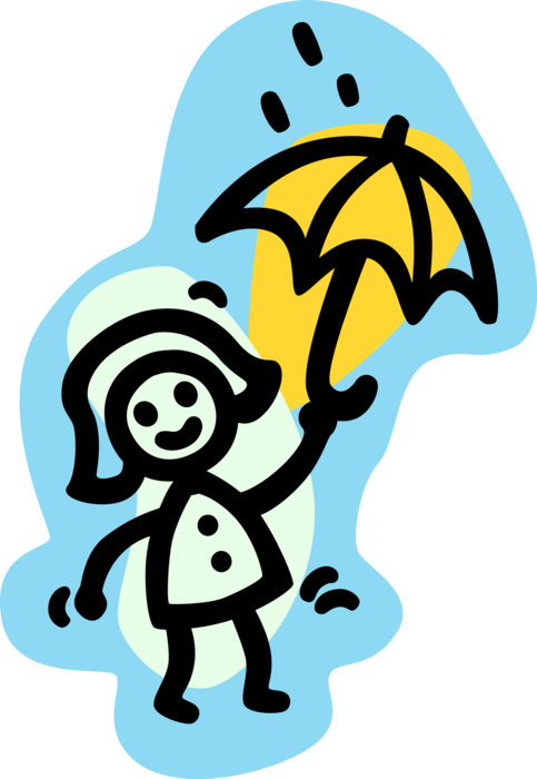 Vector Illustration of Weather Forecast Calls for Rain Showers with Umbrella or Parasol Rain Protection