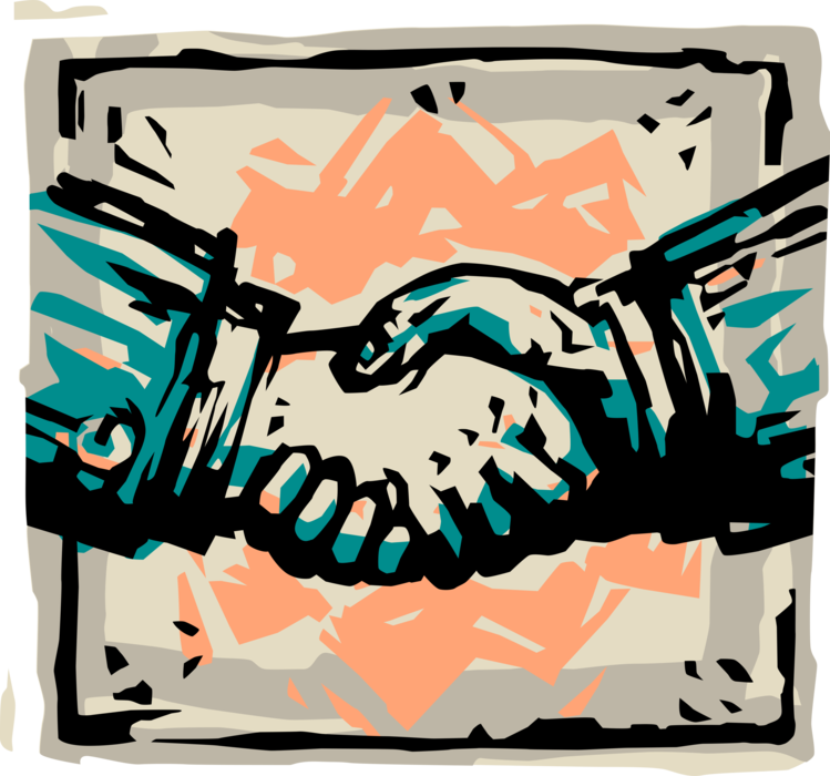 Vector Illustration of Introduction Greeting or Agreement Shaking Hands