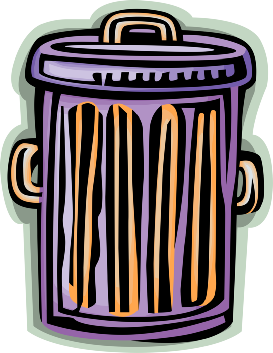 Vector Illustration of Waste Basket, Dustbin, Garbage Can, Trash Can for Rubbish