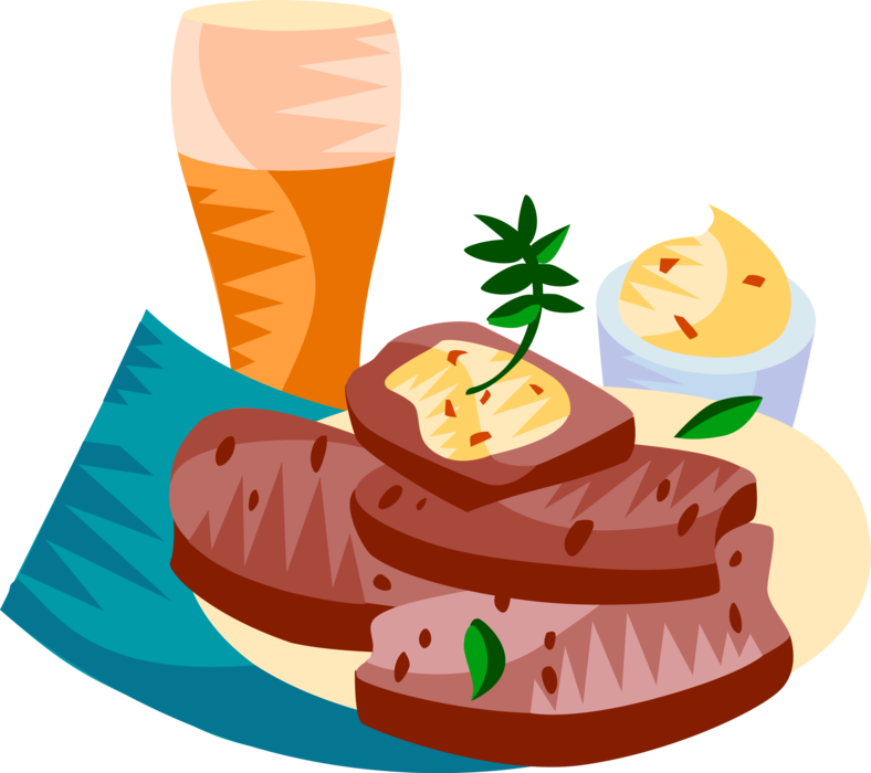 Vector Illustration of German Schweineschmalz Lard, Bread with Beer