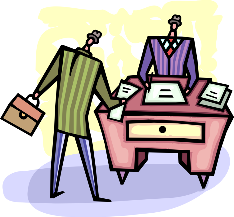 Vector Illustration of Businessman Receives Work Assignment from Manager Boss in Office
