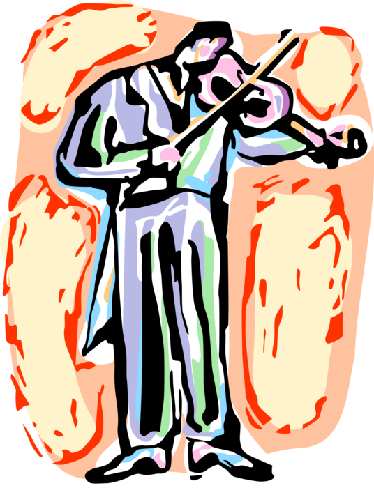 Vector Illustration of Violinist Musician Plays Violin Stringed Musical Instrument