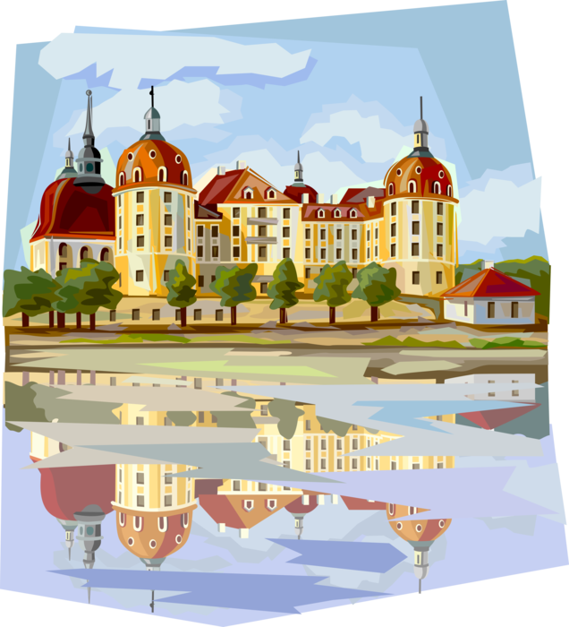Vector Illustration of Moritzburg Castle or Palace, Dresden, Germany 