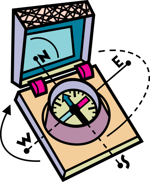 Vector Illustration of Magnetic Compass for Navigation and Finding Direction Points to "Magnetic North"