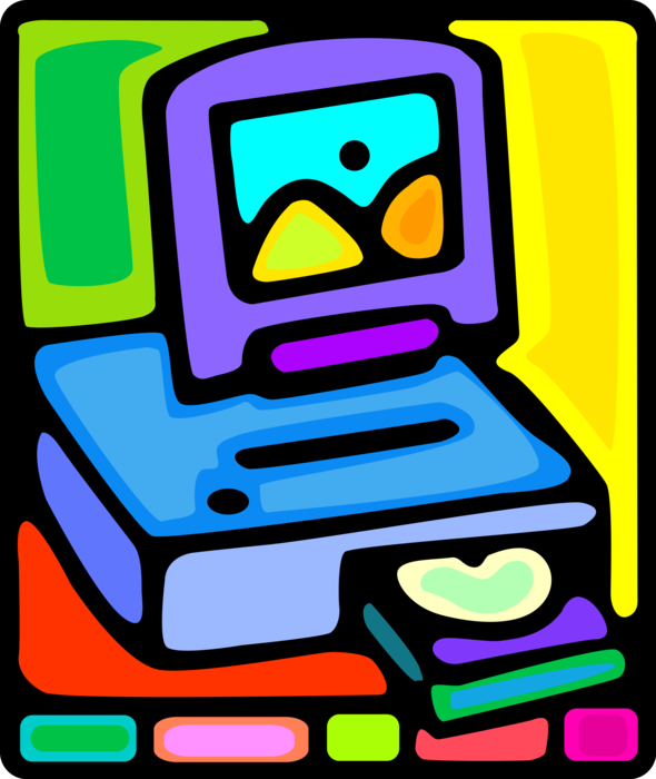 Vector Illustration of Central Processing Unit CPU Personal Desktop Computer System 