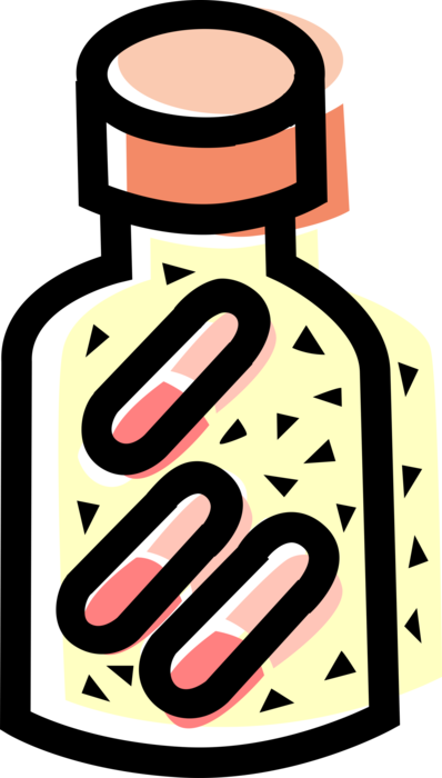 Vector Illustration of Pharmaceutical Medication Medicine Prescription Pill Bottle