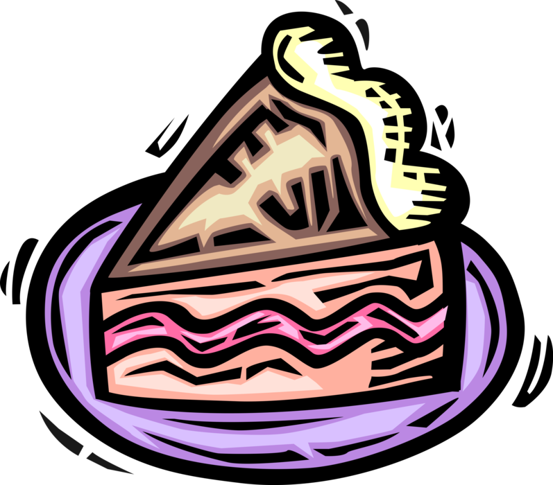 Vector Illustration of Slice of Bakery Dessert Cake on Plate