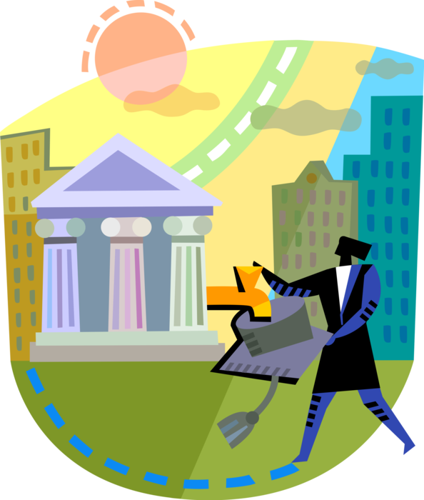 Vector Illustration of Turning on Financial Spigot Tap to Finance Higher Education Tuition Costs with Bank and Graduate Mortarboard