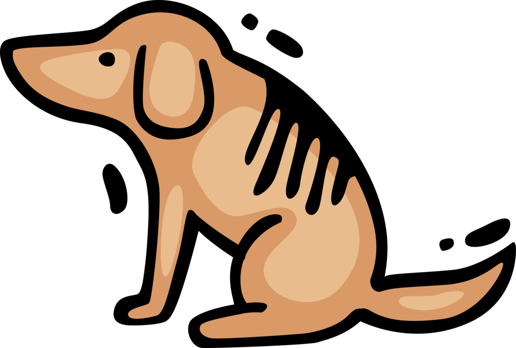 Vector Illustration of Family Pet Dog Sits on Command