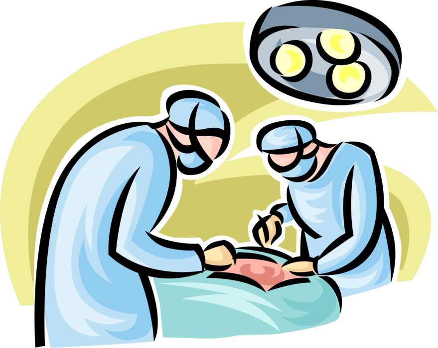 Vector Illustration of Health Care Professional Doctor Physicians in Hospital Surgery Operating Room Operate on Patient