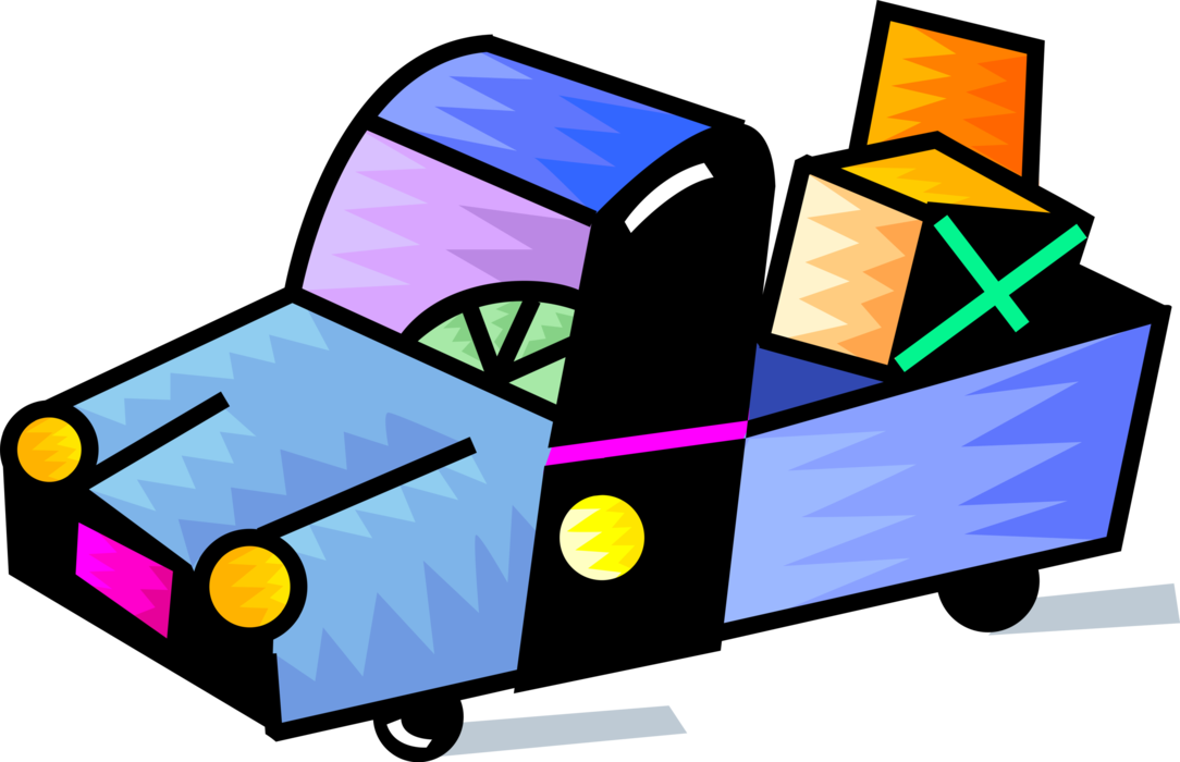 Vector Illustration of Shipping and Distribution Transport Delivery Truck Cab