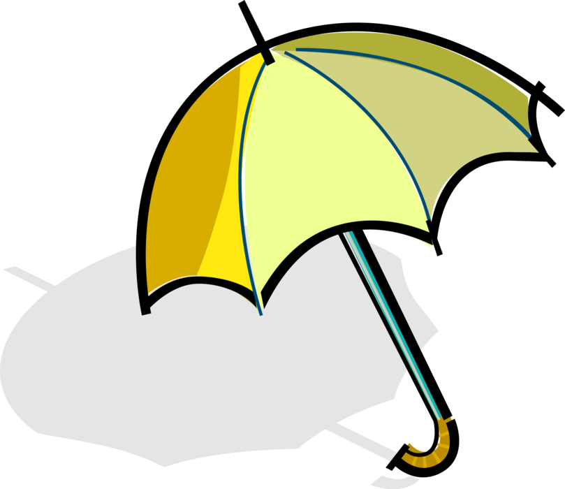 Vector Illustration of Umbrella or Parasol Provides Protection from Inclement Weather Rain or Bright Sunlight