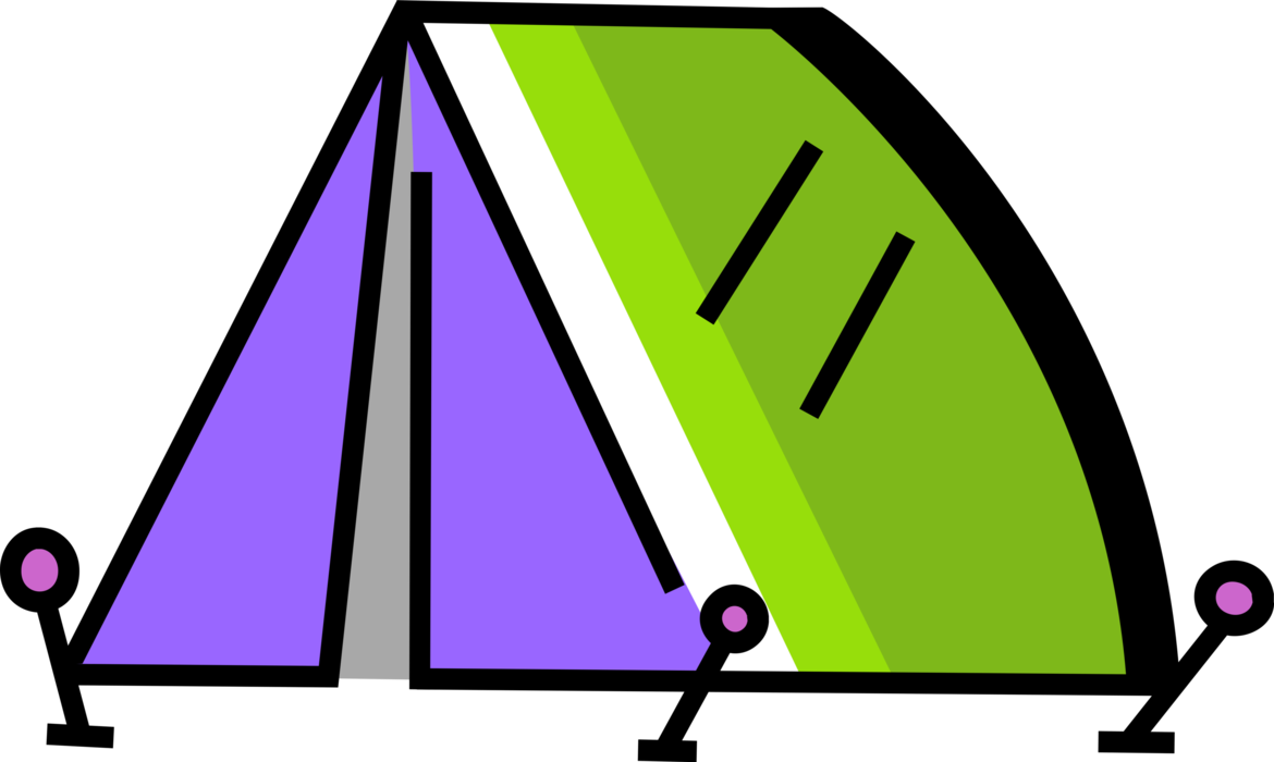 Vector Illustration of Pup-Tent Camping Tent Shelter Made of Fabric