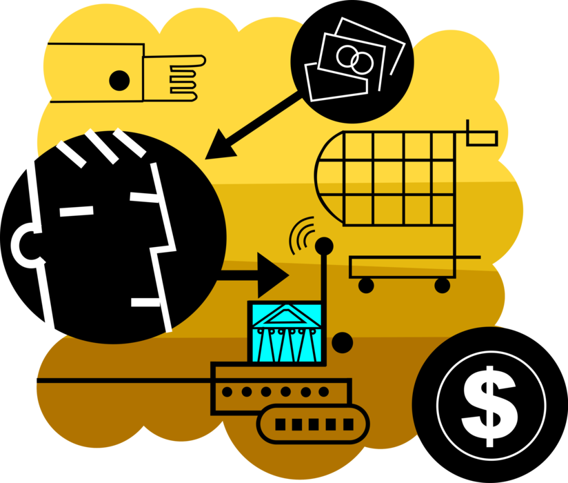 Vector Illustration of Online Technology eCommerce Banking and Financial Services Investment Transactions