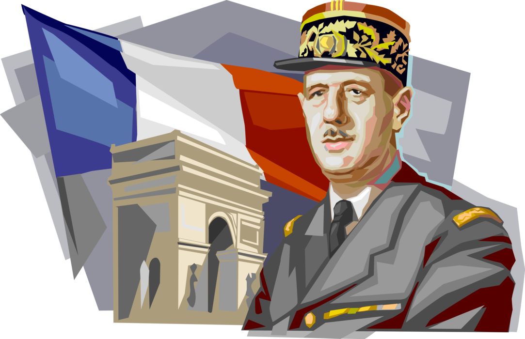 Vector Illustration of Charles De Gaulle, French Statesman and President of France