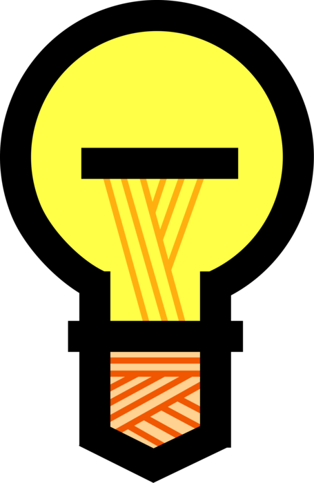 Vector Illustration of Electric Light Bulb Symbol of Invention, Innovation, Inspiration and Good Ideas