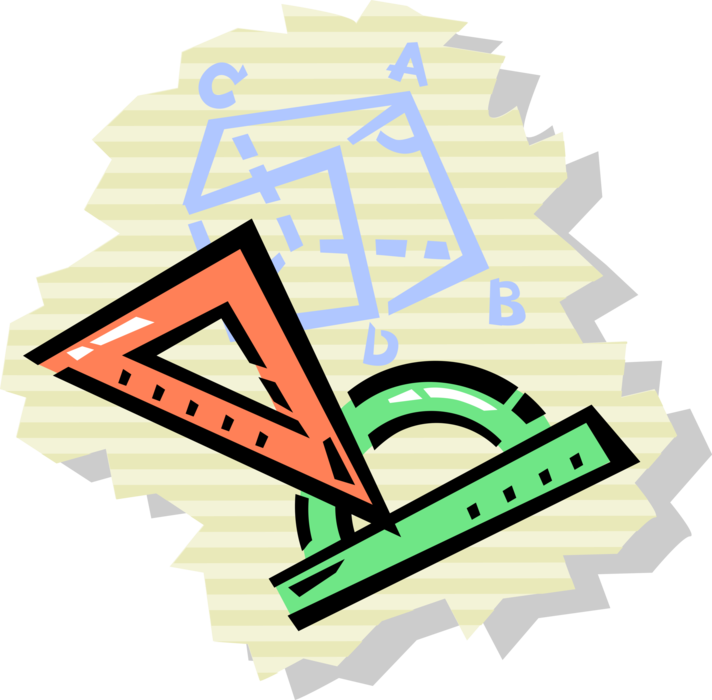 Vector Illustration of Mathematics Triangle Ruler and Protractor to Measure Angles