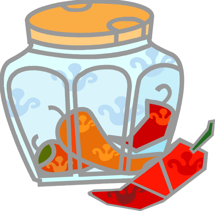 Vector Illustration of Jar of Dried Red Hot Chili Peppers