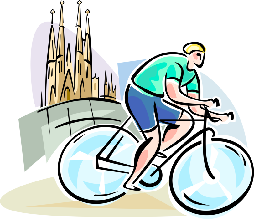 Vector Illustration of Bicycle Bike Race Cyclists Racing in Competition