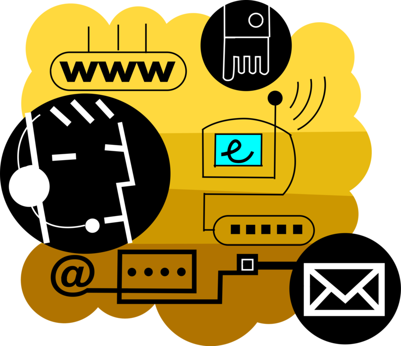 Vector Illustration of Online Webmail Email Electronic Mail Correspondence via Internet