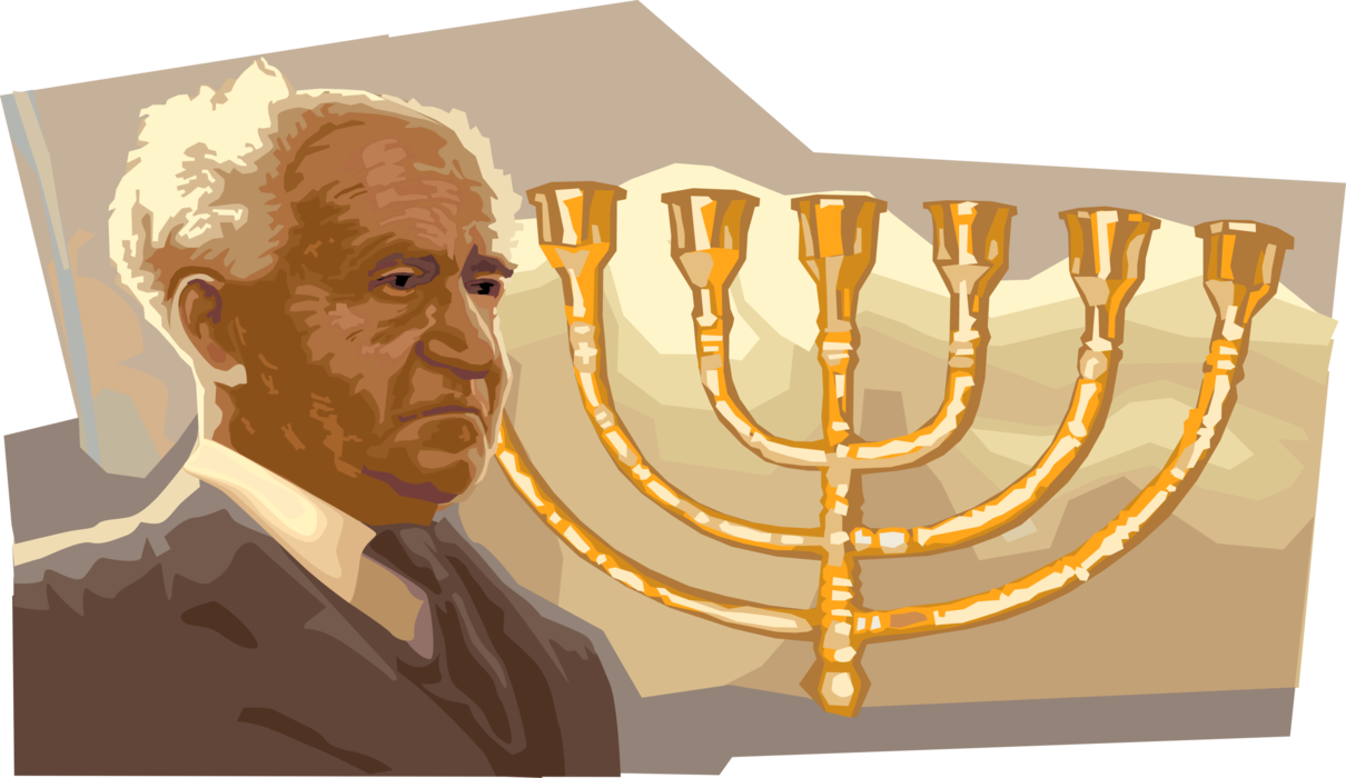 Vector Illustration of David Ben-Gurion, Founder of State of Israel, First Prime Minister of Israel