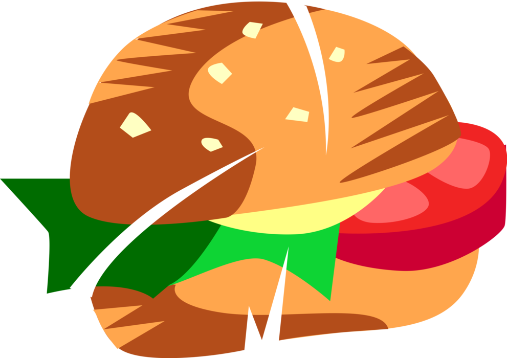Vector Illustration of Lunch Tomato Sandwich with Lettuce