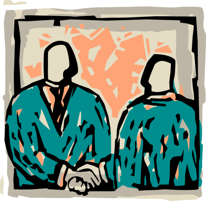 Vector Illustration of Businessmen Shaking Hands in Handshake of Introduction Greeting or Agreement