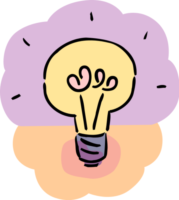 Vector Illustration of Electric Light Bulb Symbol of Invention, Innovation, Inspiration and Good Ideas