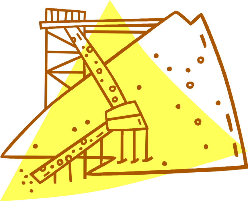 Vector Illustration of Industrial Mine Mining Ore and Minerals Spoil Tip Overburden Waste Rock