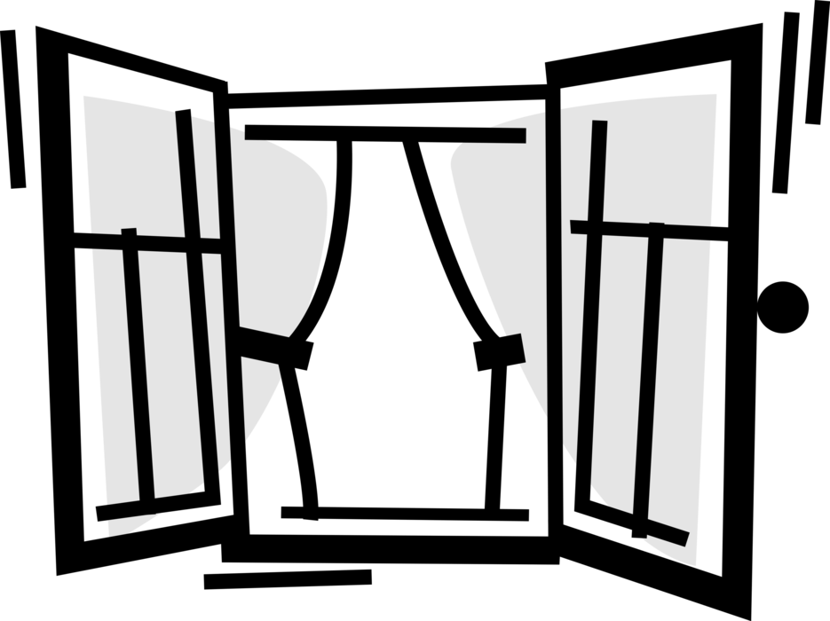Vector Illustration of Window Opening in Wall Allows Passage of Light