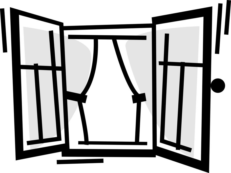 Vector Illustration of Window Opening in Wall Allows Passage of Light