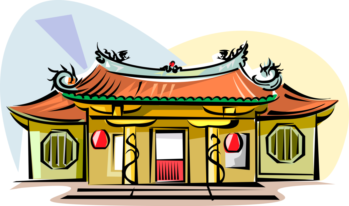 Vector Illustration of Mengjia Longshan Temple, Wanhua District, Taipei, Taiwan