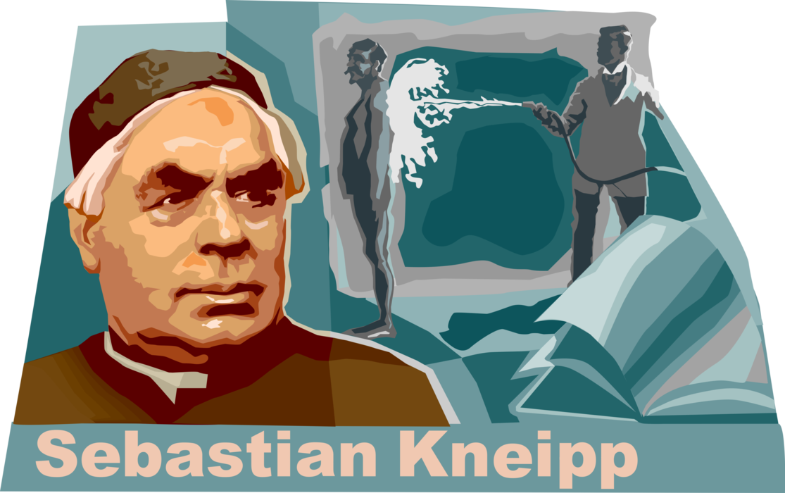 Vector Illustration of Sebastian Kneipp, Forefather of Naturopathic Medicine Movement