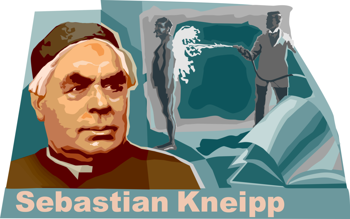 Vector Illustration of Sebastian Kneipp, Forefather of Naturopathic Medicine Movement