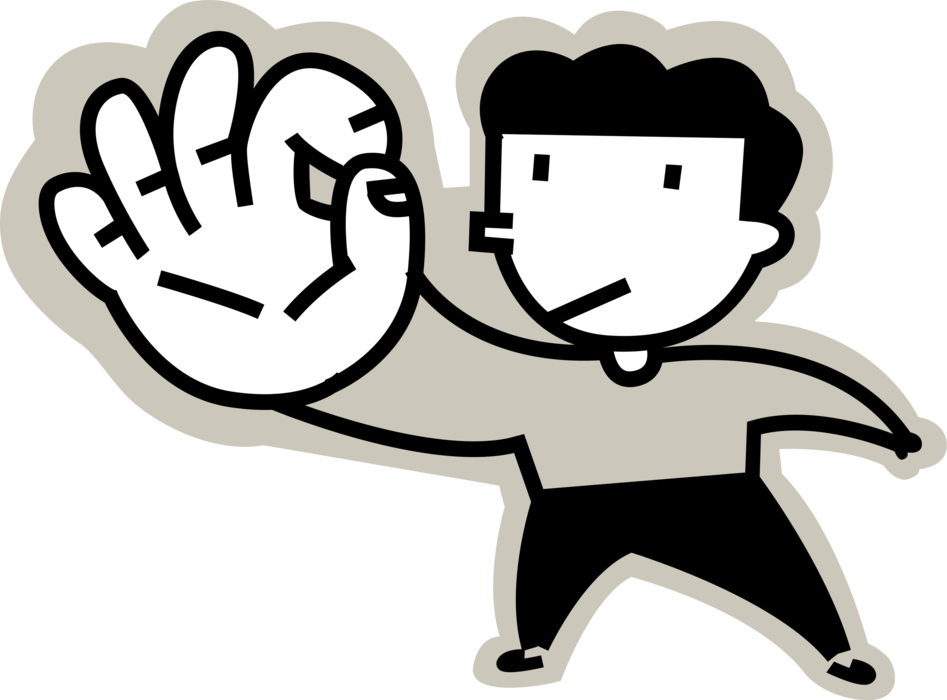 Vector Illustration of Man Signals A-OK A-Okay Hand Sign Gesture