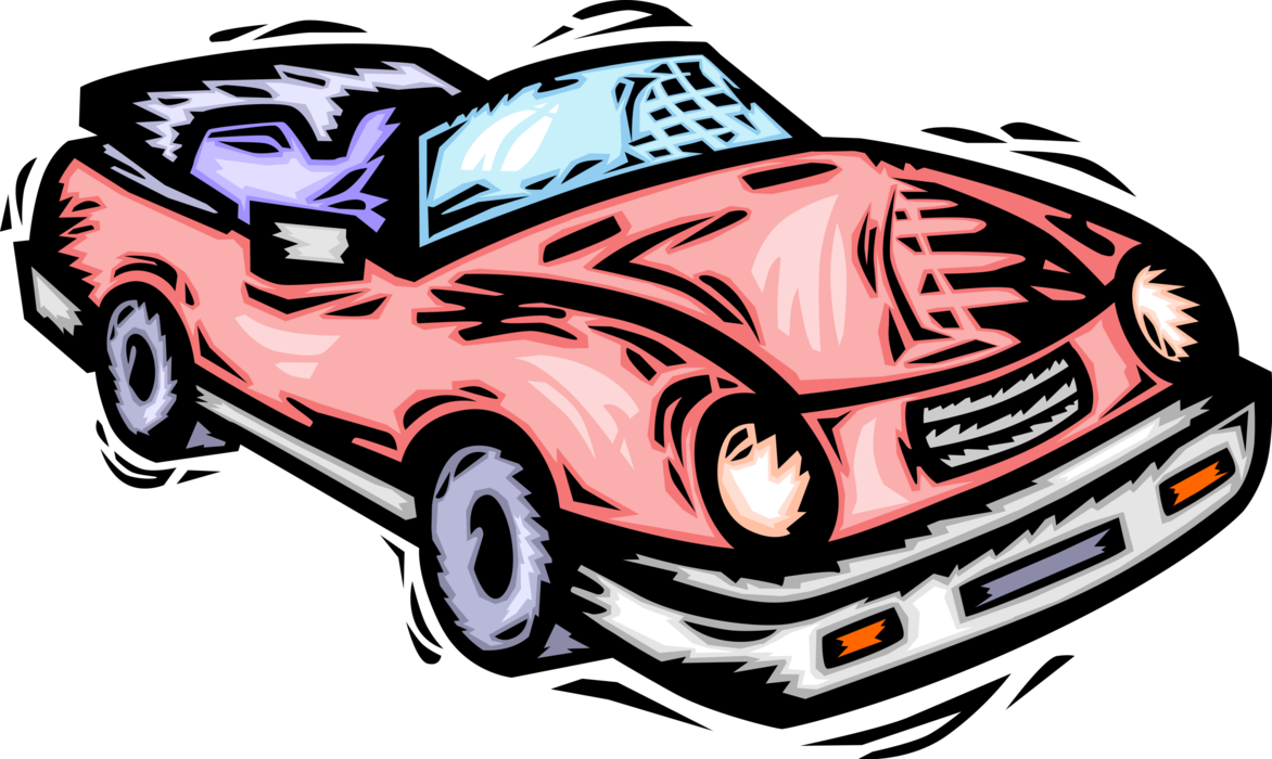 Vector Illustration of Convertible Sports Car Automobile Motor Vehicle