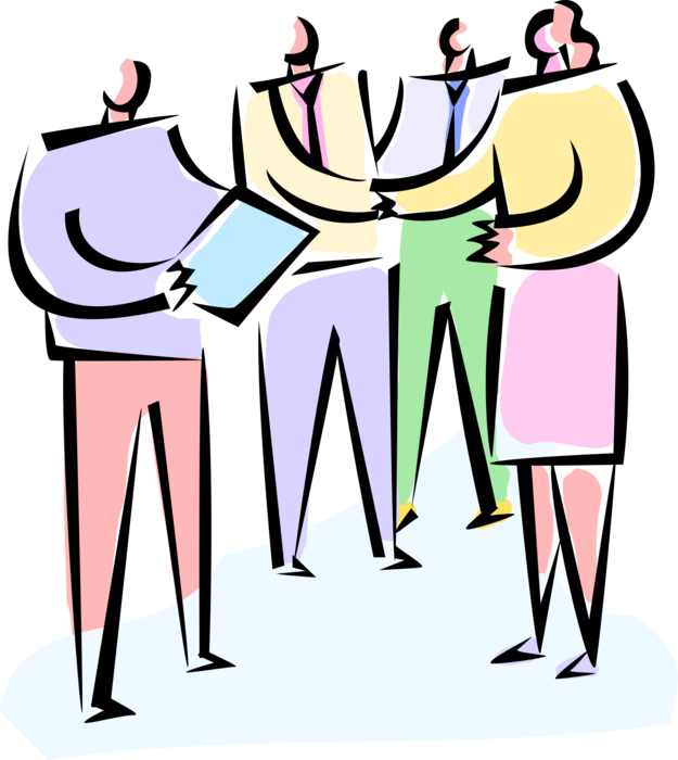 Vector Illustration of Colleagues Shake Hands with Client Introduction at Business Meeting