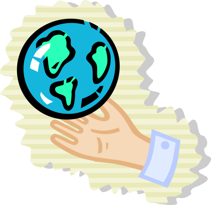Vector Illustration of Planet Earth World in Palm of Hand