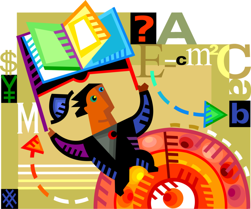 Vector Illustration of Businessman Relies on Market Research to Build Financial Savings Portfolio Secure with Combination Lock