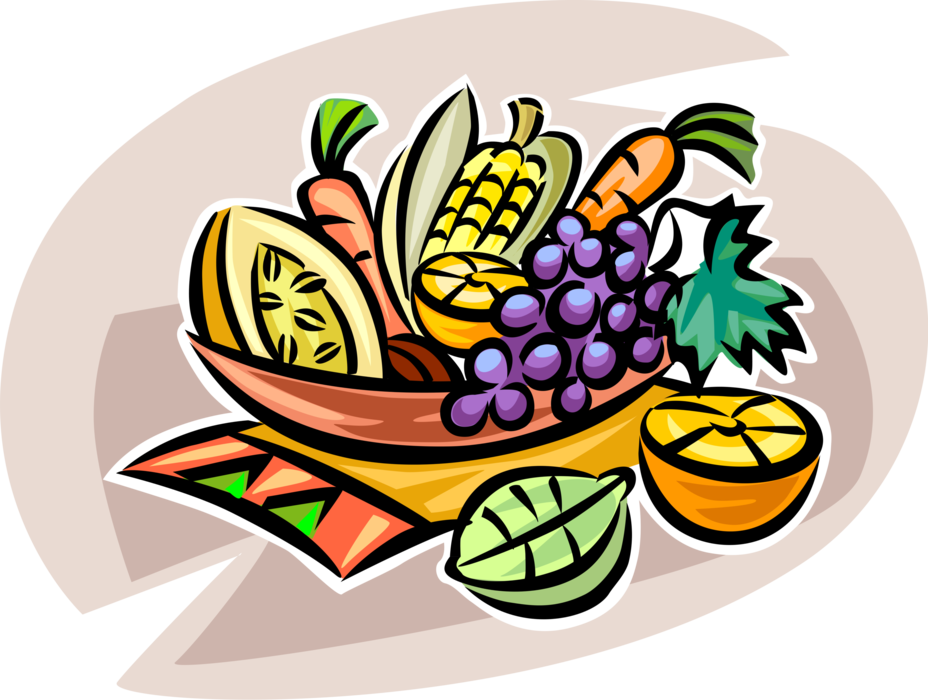 Vector Illustration of Kwanzaa Feast Celebration with Harvest Fruits and Vegetables