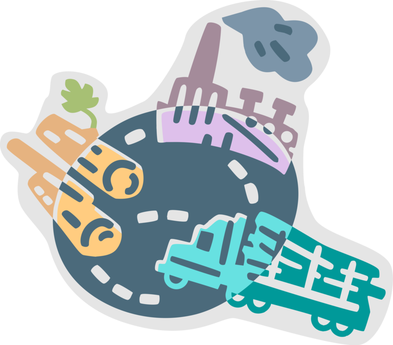 Vector Illustration of Environmental Impact from Forestry and Logging Industry Clearcutting Deforestation