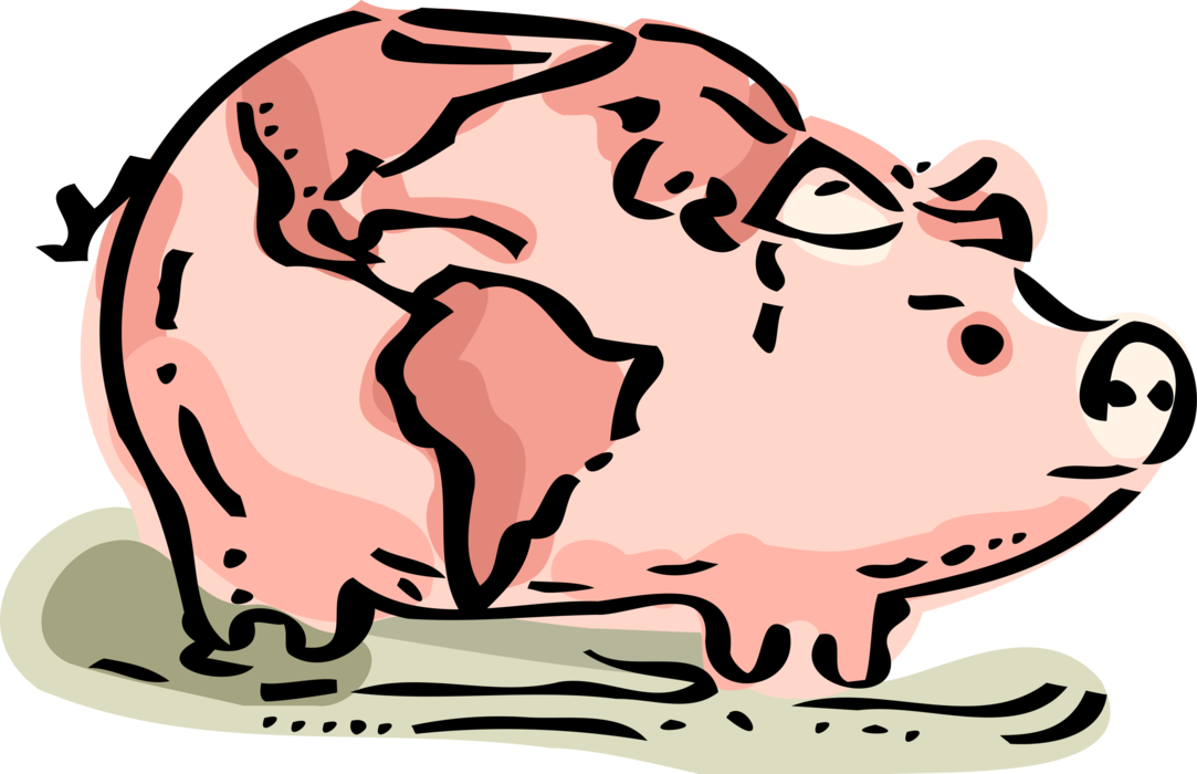 Vector Illustration of Piggy Bank Coin Container used by Children Teaches Thrift and Savings as Planet Earth