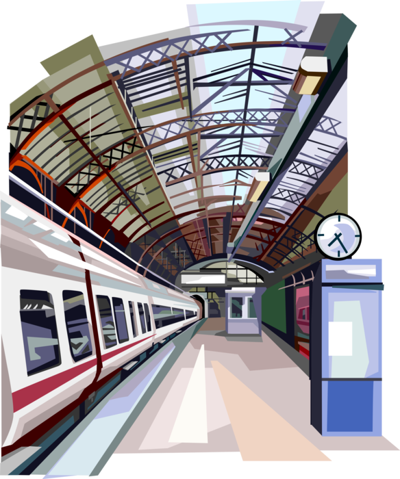 Vector Illustration of Copenhagen Railway Train Station, Denmark