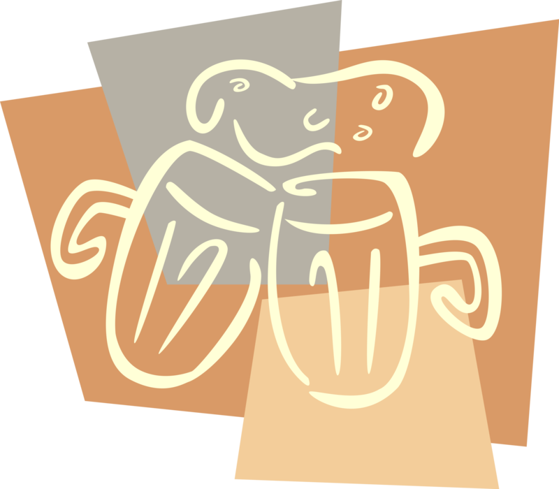 Vector Illustration of Beer Fermented Malt Barley Alcohol Beverage Mugs Toast