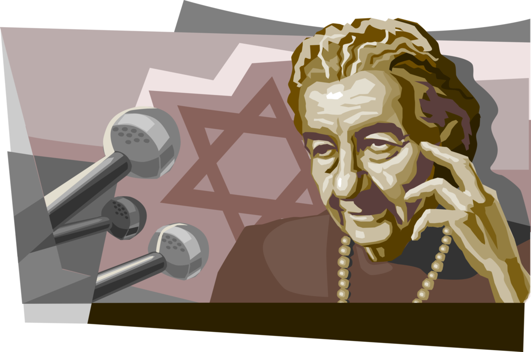 Vector Illustration of Golda Meir, Stateswoman and Politician, Prime Minister of State of Israel
