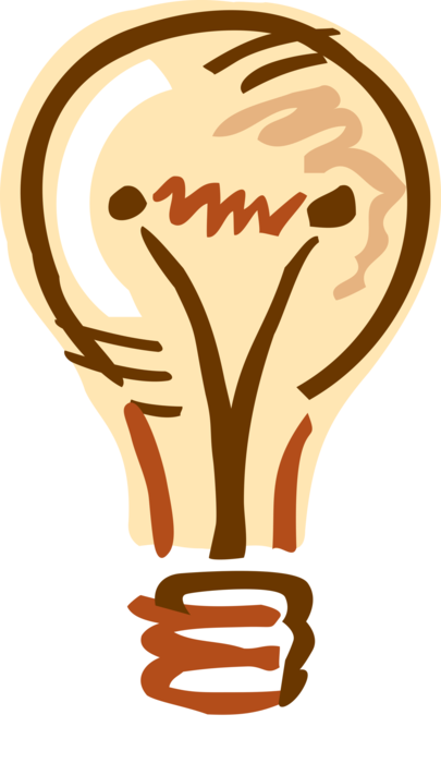 Vector Illustration of Electric Light Bulb Symbol of Invention, Innovation, Inspiration and Good Ideas