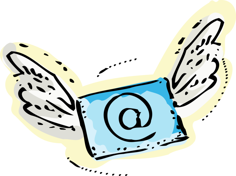 Vector Illustration of Email Correspondence @ Sign Post Office Mail or Postal Airmail, Envelope, Letter