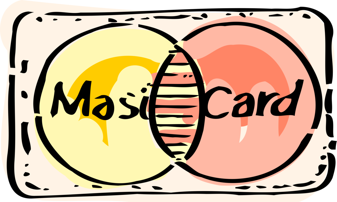 Vector Illustration of MasterCard Credit Cards Issued to Users as Method of Payment Cards Instead of Cash