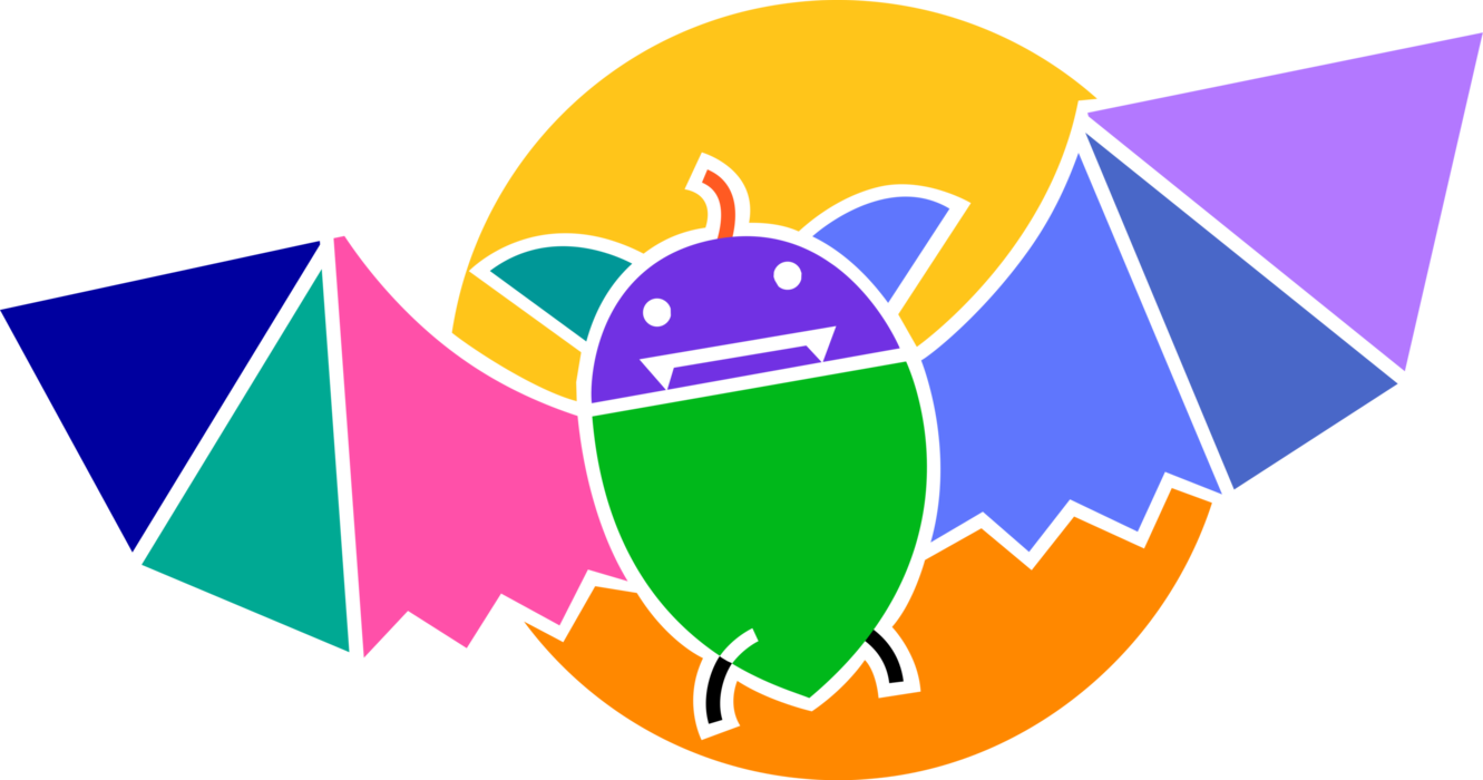 Vector Illustration of Halloween Bloodsucking Vampire Bat with Full Moon