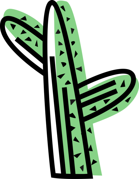 Vector Illustration of Desert Vegetation Succulent Cactus